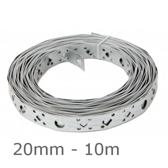 20mm Pre Galvanised Steel Fixing Band - 10m 20mm Pre Galvanised Steel Fixing Band - 10m