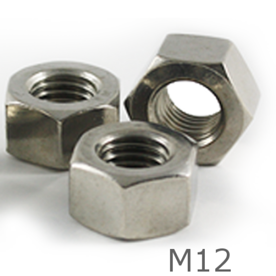 M12 Zinc Plated Hex Full Nuts - box of 100
