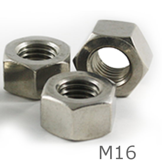 M16 Zinc Plated Hex Full Nuts - box of 100