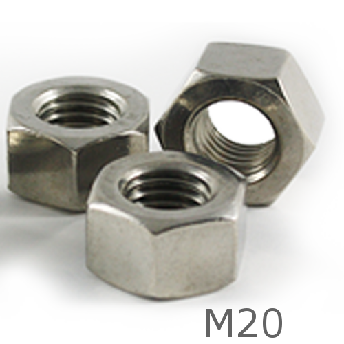 M20 Zinc Plated Hex Full Nuts - box of 50
