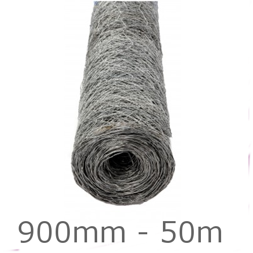 900mm x 50m Galvanised Steel Hex mesh Netting