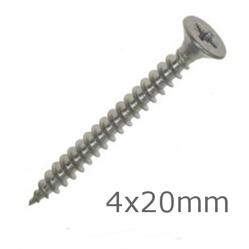 4x20 Stainless Steel Wood Screws Countersunk Head - box of 600