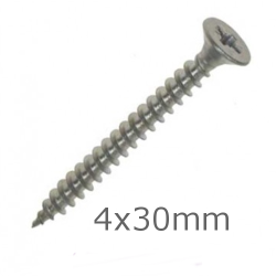 4x30 Stainless Steel Wood Screws Countersunk Head - box of 200 4x30 Stainless Steel Wood Screws Countersunk Head - box of 200