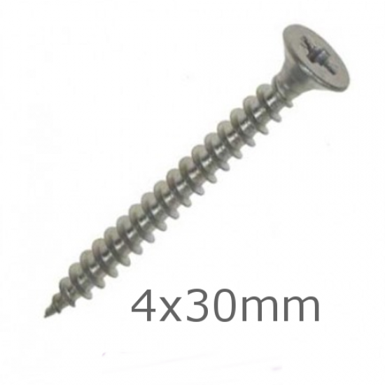 4x30 Stainless Steel Wood Screws Countersunk Head - box of 200 4x30 Stainless Steel Wood Screws Countersunk Head - box of 200