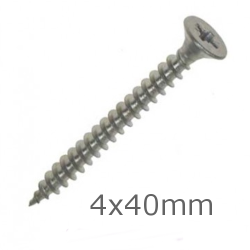 4x40 Stainless Steel Wood Screws Countersunk Head - box of 200 4x40 Stainless Steel Wood Screws Countersunk Head - box of 200