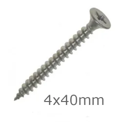 4x40 Stainless Steel Wood Screws Countersunk Head - box of 200