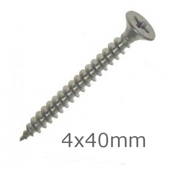 4x40 Stainless Steel Wood Screws Countersunk Head - box of 200