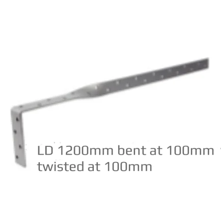 Light Duty Restraint Strap 1200mm Bent 100mm Twisted 100mm Light Duty Restraint Strap 1200mm Bent 100mm Twisted 100mm
